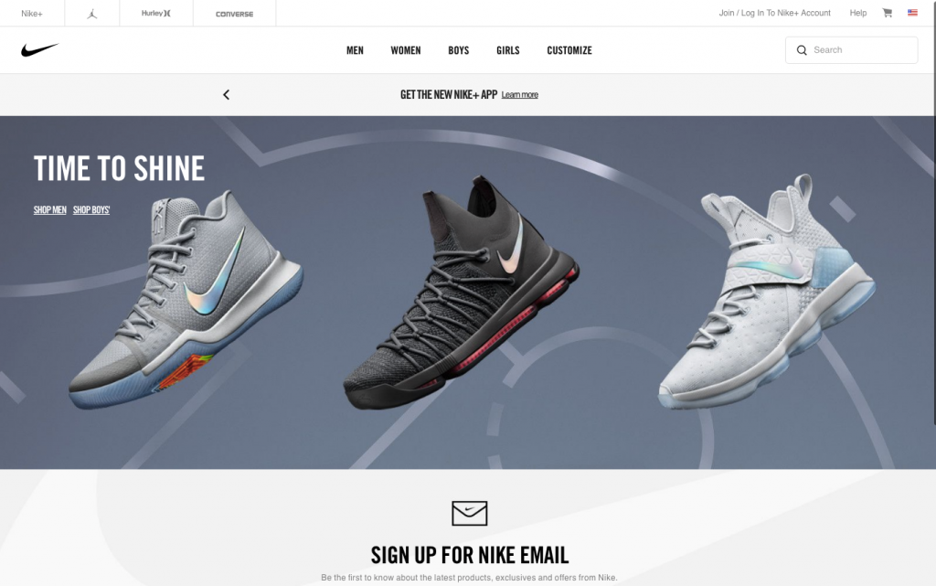 nike homepage image