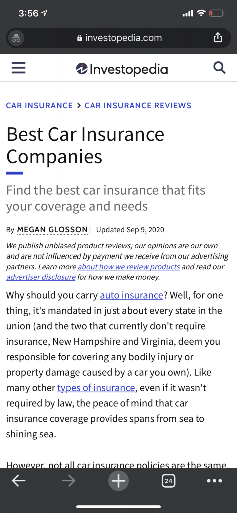 investopedia car insurance