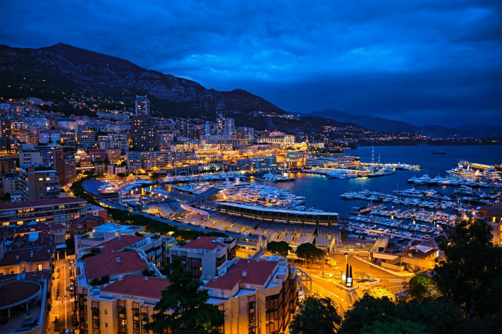 View of Monaco in the night