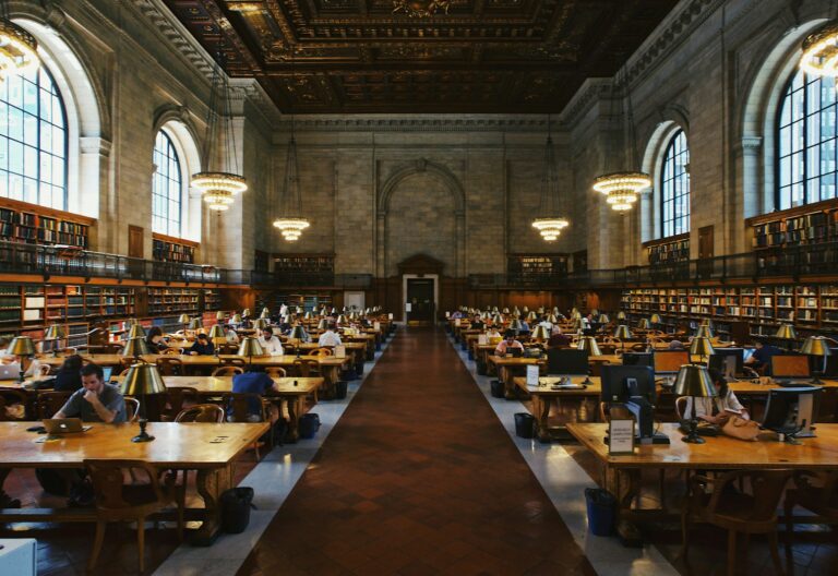group of people inside the library