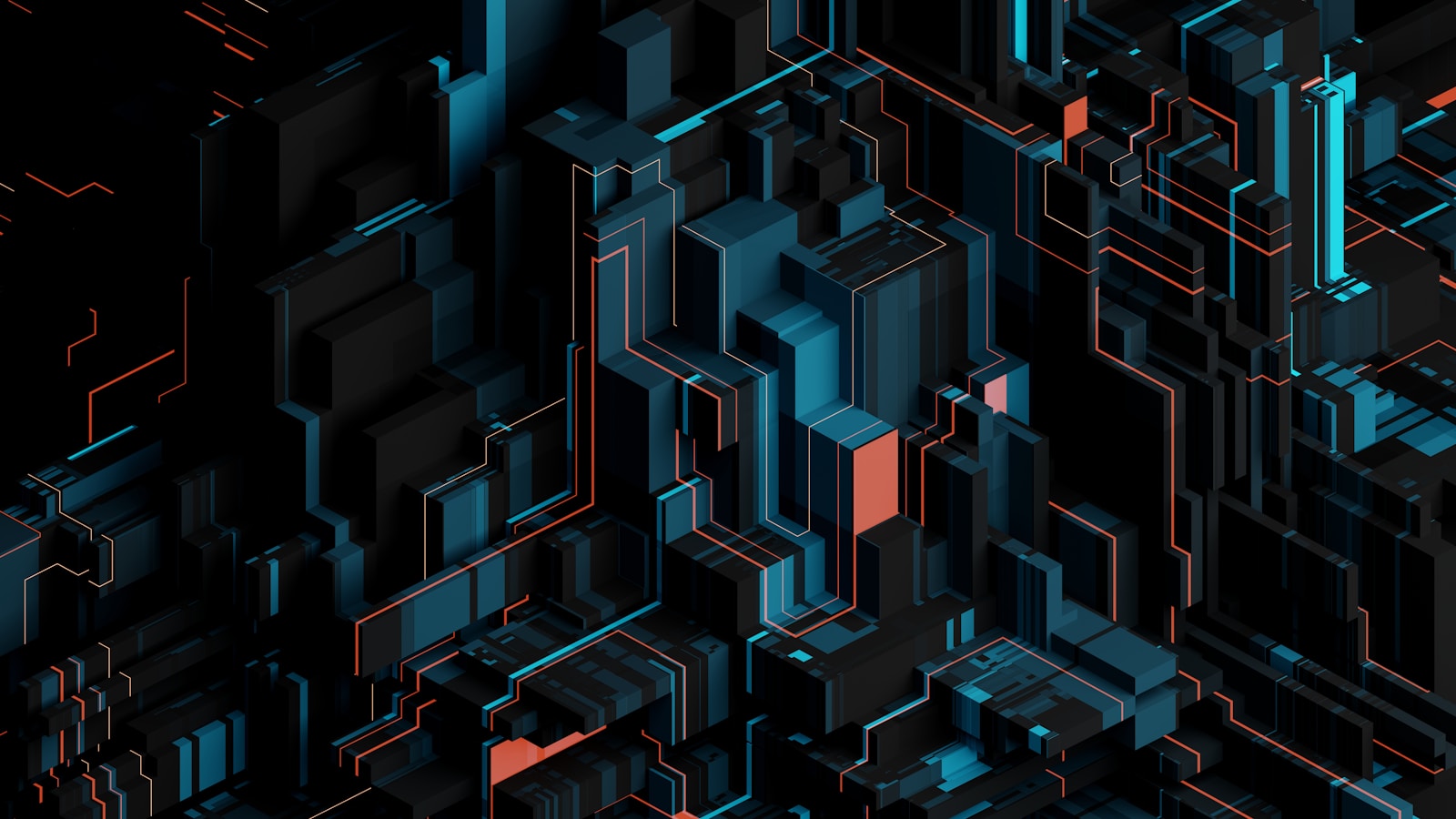a black background with red and blue lines