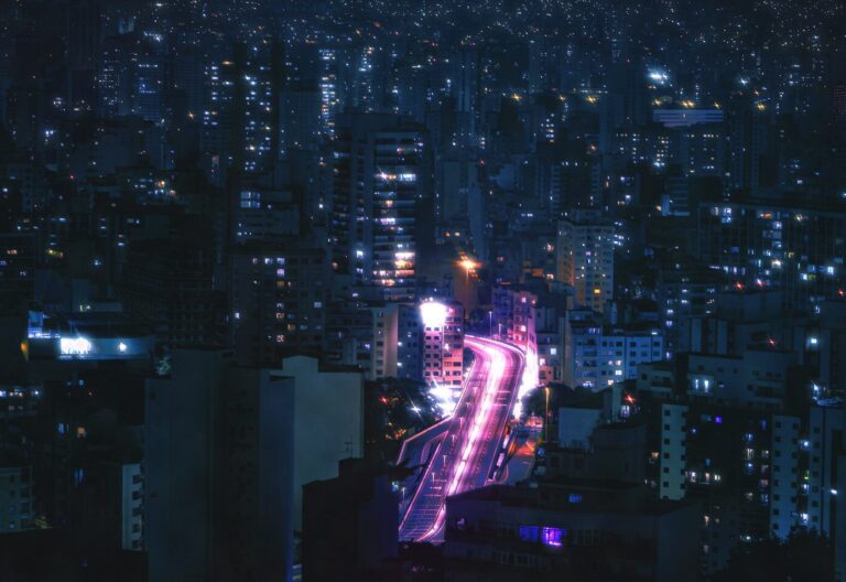 high rise buildings during night time