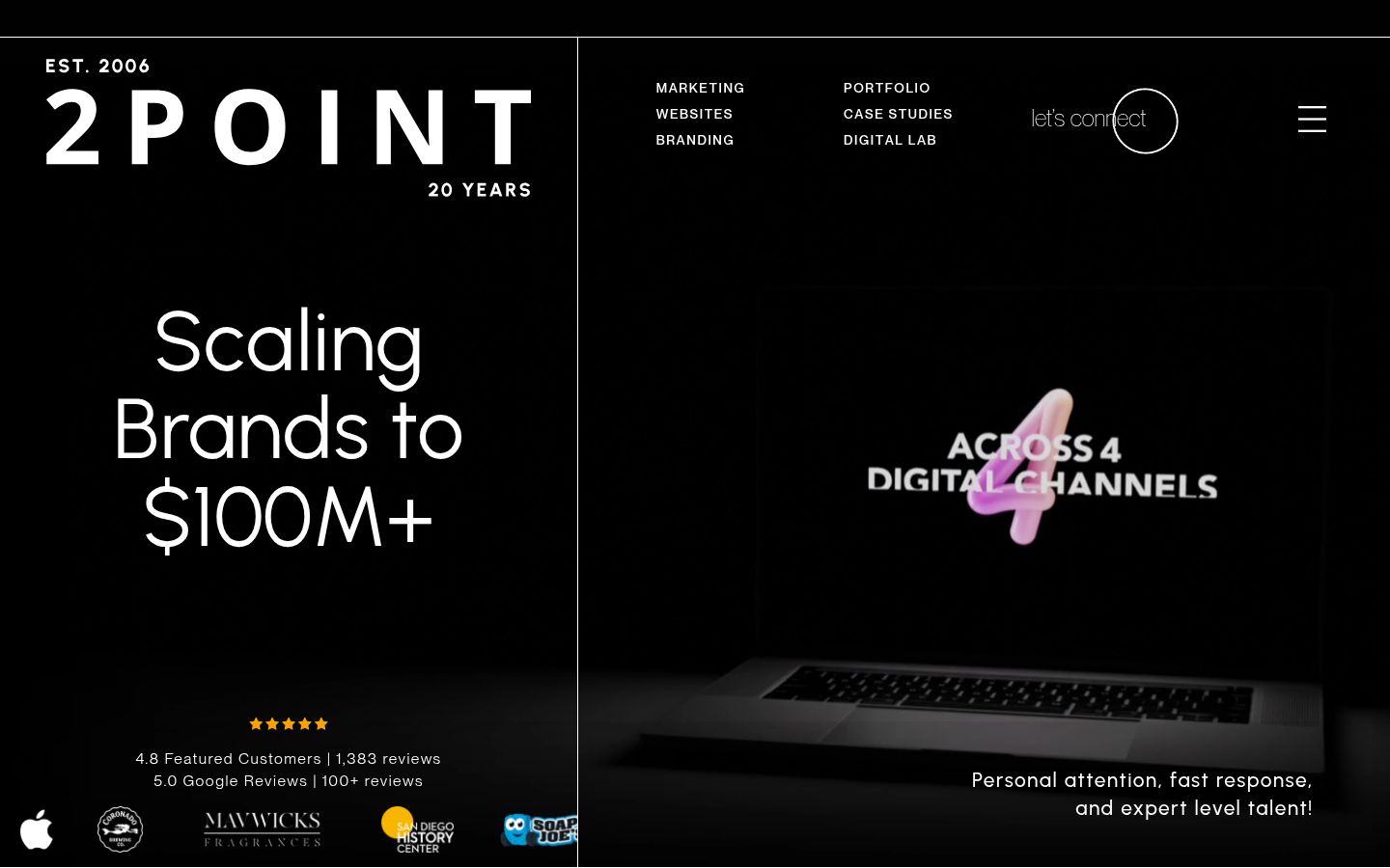 2POINT Agency homepage screenshot, September 2026