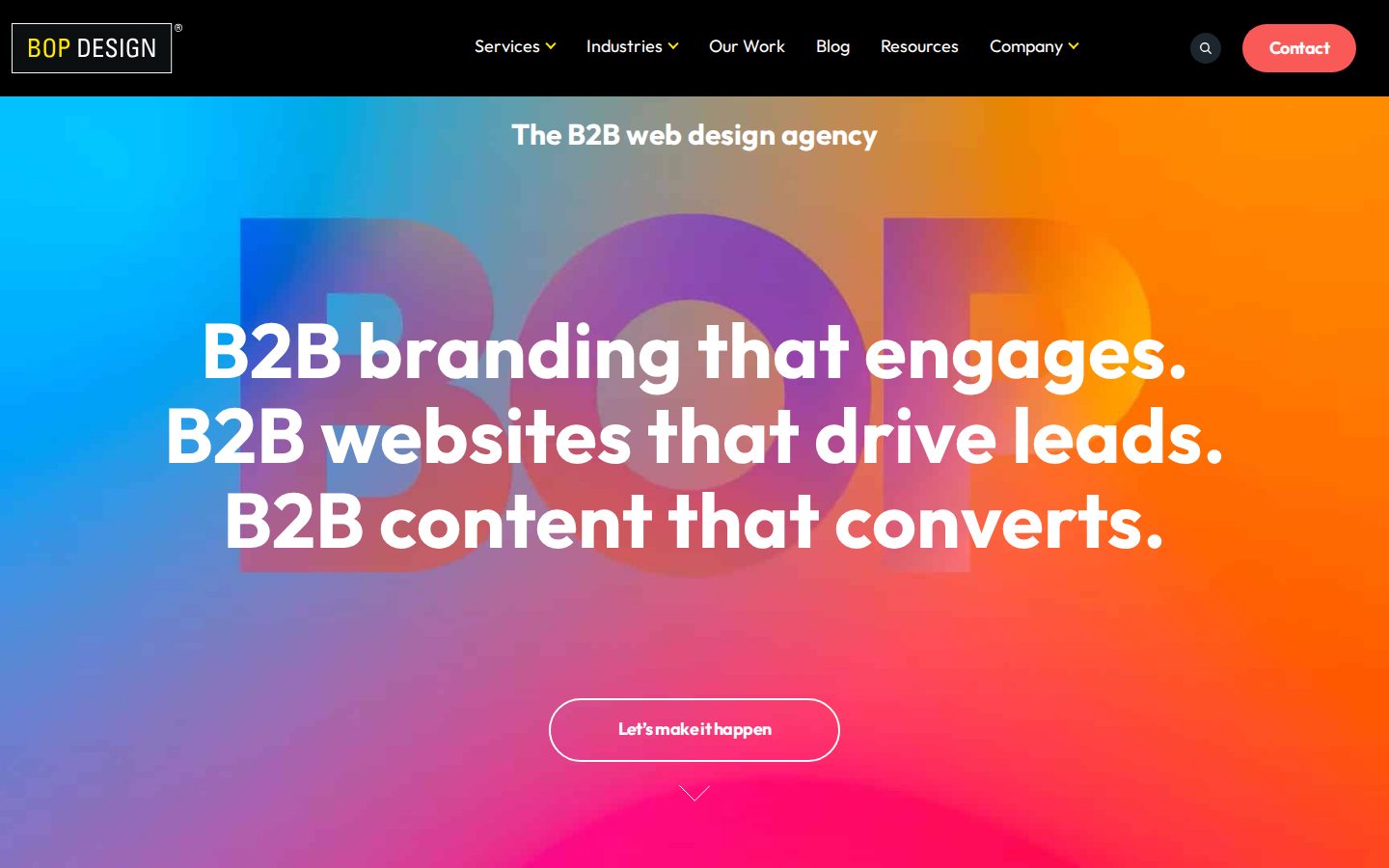 Bop Design homepage screenshot, September 2026