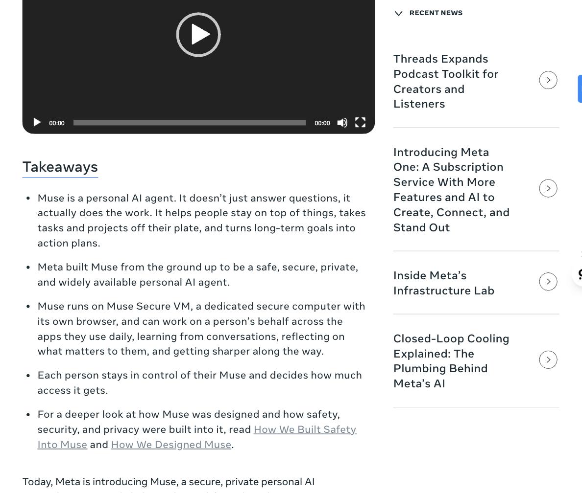 Meta Newsroom takeaways for Muse, September 8, 2026: it does not just answer questions, it actually does the work