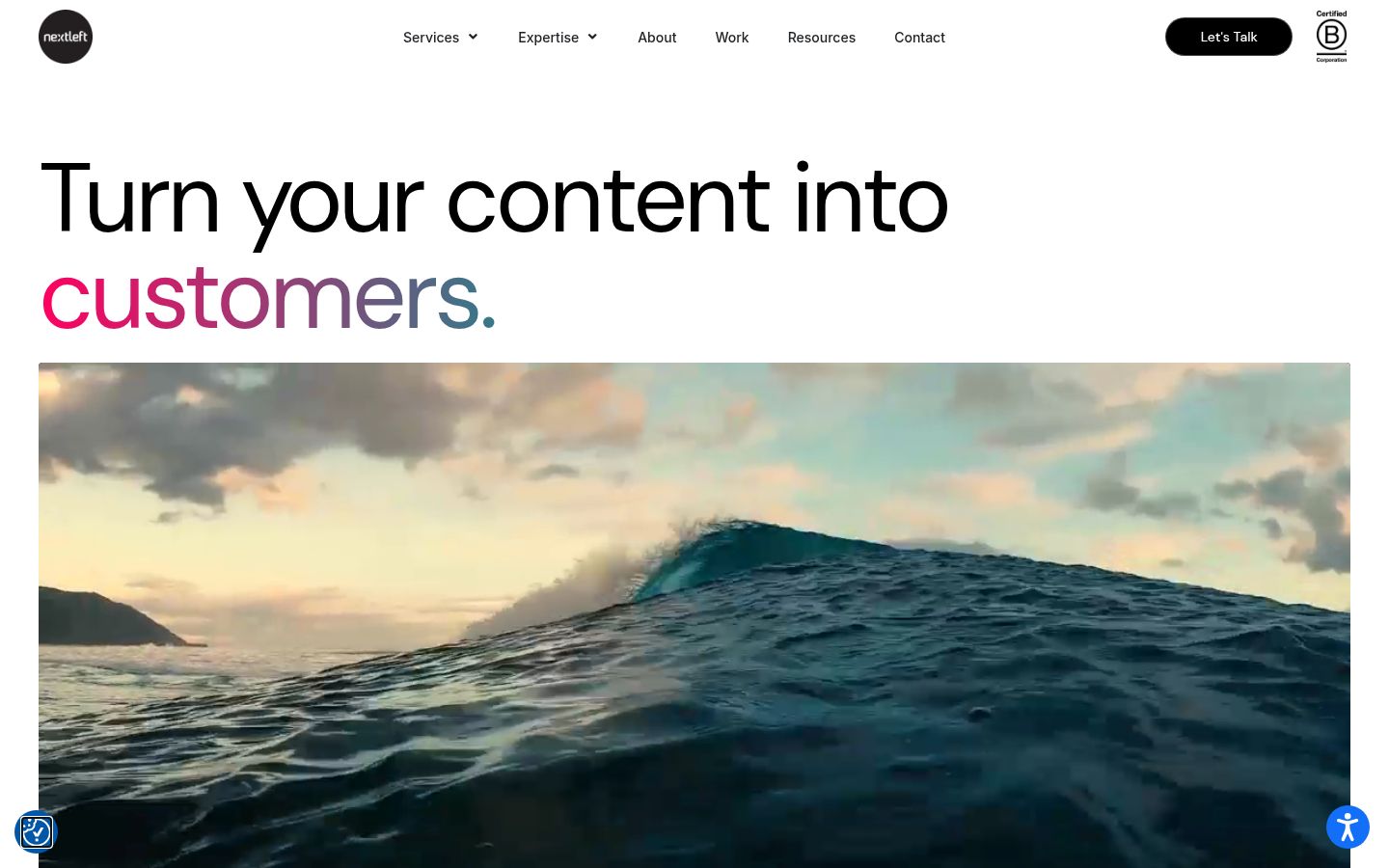 NextLeft homepage screenshot, September 2026
