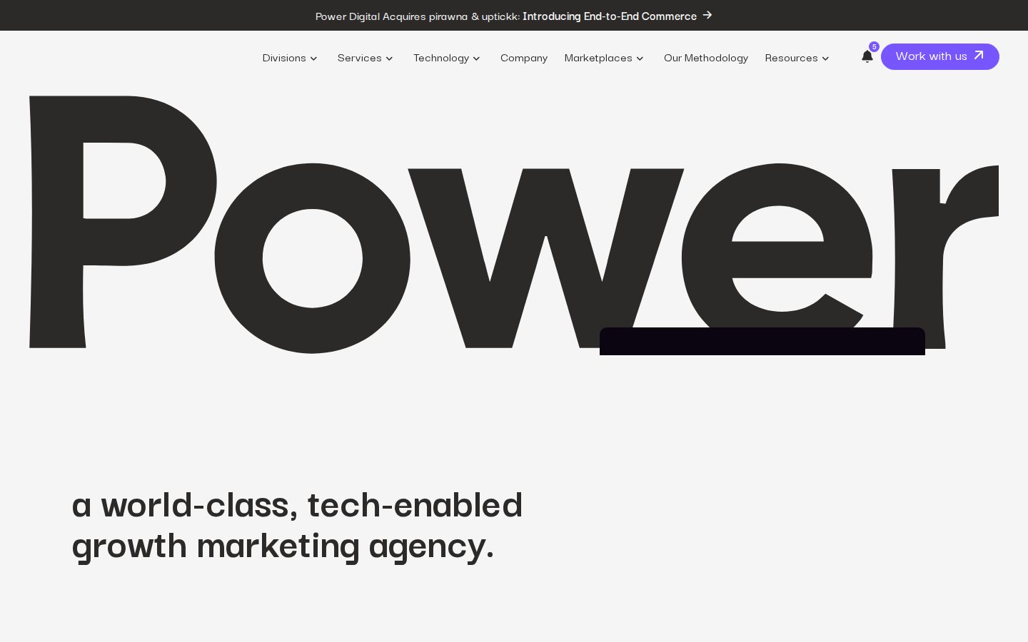 Power Digital homepage screenshot, September 2026