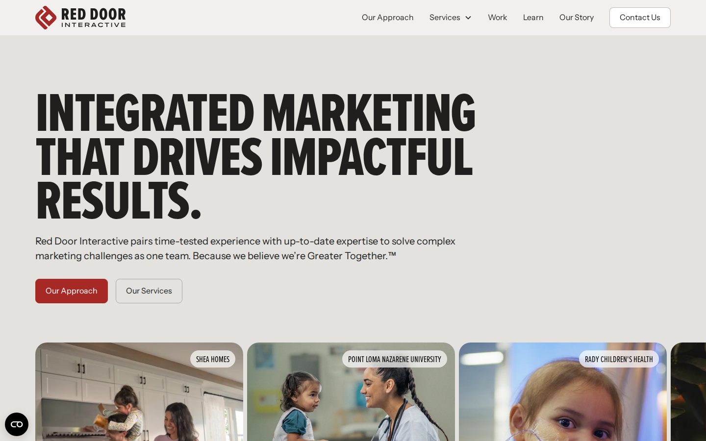 Red Door Interactive homepage screenshot, September 2026